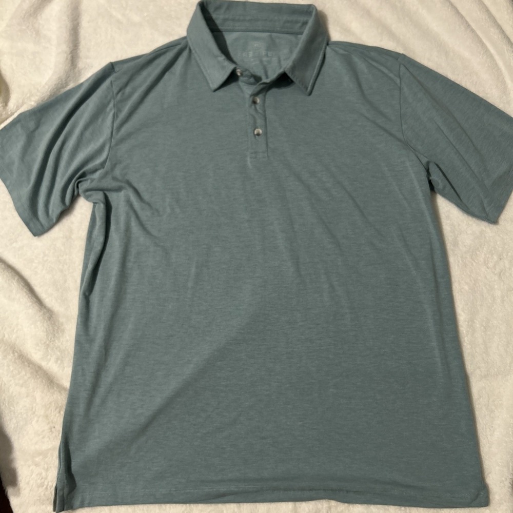 Free Fly Polo Shirt Mens XL Blue Solid Short Sleeve Performance Bamboo Golf